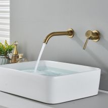 Suguword - Unterputz Wandarmatur, Wandmontage Badarmatur Messing, 360°schwenkbar 2-Loch Wasserhahn Bad Unterputz Armatur Waschbecken, Gebürstetes