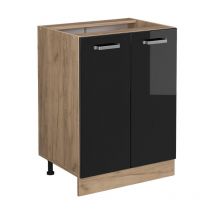 Stehender Küchenschrank R-Line, Schwarz Hochglanz, 60 cm ohne Arbeitsplatte Vicco