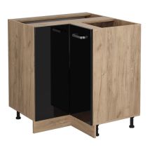 Eckunterschrank R-Line, Schwarz Hochglanz, 75.6 cm ohne Arbeitsplatte Vicco