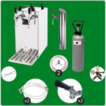 Ich-zapfe - Untertheken Komplett Set - Zapfanlage, Bierzapfanlage - Kontakt 40 2-leitig Trockenkühler, Durchlaufkühler 50 Liter/h, Inkl. Schanksäule, 