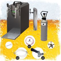 Untertheken Komplett Set - Zapfanlage, Bierzapfanlage stream 50 Bierkoffer, Durchlaufkühler 2-leitig Trockenkühler, bis zu 55 Liter/h - black