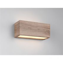 Eckige Up & Downlight Außenwandleuchte mayenne Holzoptik, Breite 25cm