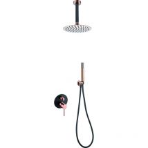 Imex Gpts045 Nor – Einbau-Duschkabine – Kopfbrause 25 cm – Einhebelmischer 35 mm – Schwarz/Roségold