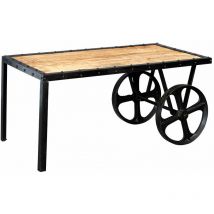 Verty Furniture - Upcycled Industrial Vintage Mintis Cart Coffee Table - Light Wood