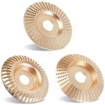 Upgraded 3PCS Wood Carving Disc Set for 4' or 4 1/2' Angle Grinder with 5/8' Arbor, Grinding Wheel Shaping Disc for Wood Cutting, Grinder Cutting