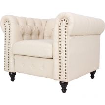 Furniture One - Upholstered Armchair with Nailhead Trim - Cream