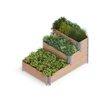Upyard - Stepped Bed- moderne jardinière surélevée en bois de palette, 120x80 cm, brun