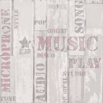 Tapete Urban Friends&coffee Wooden Planks Words Beige Rosa Noordwand