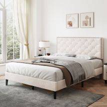 4ft6 Double Upholstered Velvet Bed Frame - Urban Meuble