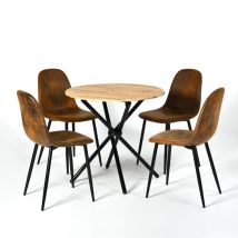 Urban Meuble - Ensemble table et 4 chaises de salle à manger style vintage rétro effet bois