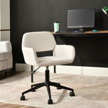 URBAN MEUBLE Chaise de bureau scandinave tissu beige pivotante hauteur réglable et 5 roulettes