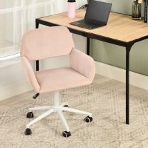 Urban Meuble - Chaise de bureau en velours côtelé rose, réglable en hauteur, rotation à 360°