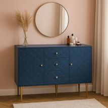 Commode bleu marine avec 2 portes et 3 tiroirs, Meuble d'entrée, Tables consoles - Urban Meuble