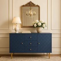 Urban Meuble - Commode bleu marine avec 2 portes et 3 tiroirs, pour Bibliothèques