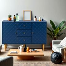 Urban Meuble - Commode bleu marine avec 2 portes et 3 tiroirs, pour Chiffonniers