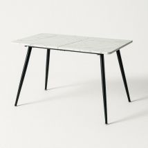 URBAN MEUBLE Morden Dining Table with White Marble Top and Black Legs