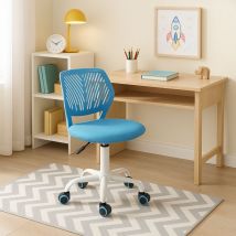 URBAN MEUBLE Ergonomic Swivel Mesh Desk Chair with Adjustable Height- BLUE