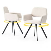 Urban Meuble - Lot de 2 chaises de salle à manger scandinaves rotative tissu beige
