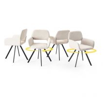 URBAN MEUBLE Lot de 4 chaises de salle à manger scandinaves rotative tissu beige
