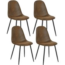 Urban Meuble - Lot de 4 chaises de salle à manger scandinaves vintage marron