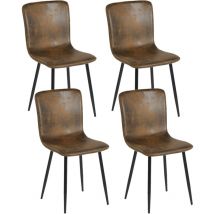 Urban Meuble - Lot de 4 chaises de salle à manger vintage marron suède pied noir