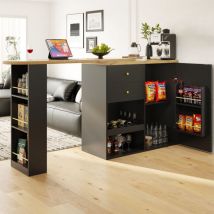 URBAN MEUBLE Swivelling Bar Table (105 x 39 x 102 cm) with 2 Drawers and Sliding Door Cabinet