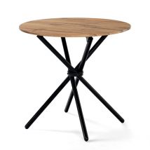 Urban Meuble - Table de salle à manger ronde effet bois pieds ronds croisés 80x80cm