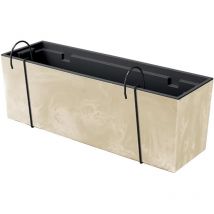 Prosperplast - Urbi Case Beton Effet w Pot, Dimensions (mm) 580x180x195, Crème Couleur - Beige