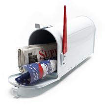 Wiltec - us Mailbox weiß 180 x 220 x 480 mm, amerikanischer Briefkasten mit Fahne, Wandbriefkasten oder Standbriefkasten Stahl amerikanisches Design