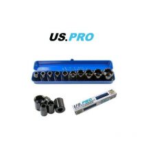 Us Pro - Socket Set Shallow Impact 1/2'' Drive 10pc Metric In Case 9-27mm 1396