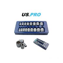 Us Pro - Tools 17pc 3/8 Dr Shallow Sockets Satin Finish 8 - 24mm 3256