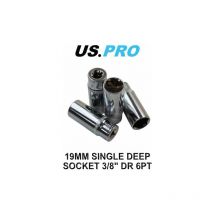 Us Pro - Tools 19mm Single Deep Socket 3/8 Drive 6 Point 2231