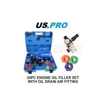 Us Pro - Tools 24pc Engine Oil Filler Set With Oil Drain Air Fitting 6282