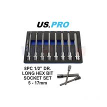 Us Pro - 8pc 1/2Dr 140mm Long Hex Bits Sockets Key Set Allen 5 - 17mm 2084