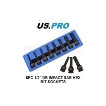 Us Pro - Tools 8pc 1/2 sae Impact Hex Allen Bit Sockets 1/4 - 3/4 Imperial 3387