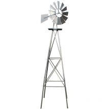US molino de viento 245cm plateado estilo americano, rueda de viento con rodamiento de bolas