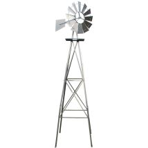 Wiltec Mulino a vento da giardino stile USA, altezza 245 cm, Ruota a vento con cuscinetti a sfera