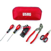 Usag U00070053 Werkzeugkoffer Mit Schraubendreher, Steckschlüssel, Verstellbarer Zange Und Schere, 13-teilig