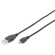 USB-Kabel usb 2.0 usb-a Stecker, USB-Micro-B Stecker 1.80 m Schwarz Rund, doppelt geschirmt - Digitus
