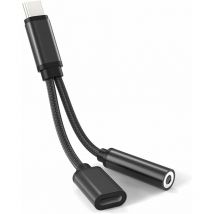 Csparkv - usb c Audio Adaptateur 2 en 1 Adaptateur Type c Jack et Chargeur Compatible avec Huawei P40 Pro/P30 Pro/P20, Mate 20 Pro/Mate 30 Pro, Mi