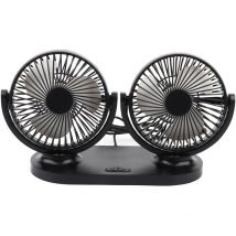 Jeffergarden usb Dual Head Car Fan Portable Air Conditioner Auto Cooler Ventilation 12V Noir