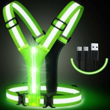 Jalleria - usb Rechargeable Safety led Running Vest with Safety Indicator and Reflective Belt for Jogging, Camping