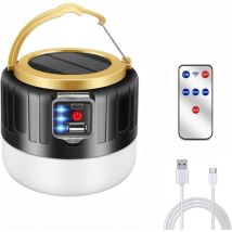 Gotrays - Solar-Campinglicht, wiederaufladbares LED-Licht über usb, 5200 mAh, Powerbank, IPX6, wasserdicht, 5 Modi, sos (schwarz)