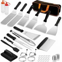 Lucky-88 - Ensemble d'ustensiles de cuisson 22 pièces, accessoires pour plaques chauffantes, spatule en métal pour plaques professionnelles robustes