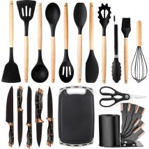 Ustensiles de Cuisine Set de 20, Silicone antiadhésif Accessoires de Cuisine, Ensemble complet d'ustensiles de cuisine résistants aux rayures et à la