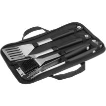 Neka - Utensilios de barbacoa de acero inoxidable y estuche de lona - Tenedor espátula pinzas y cepillo