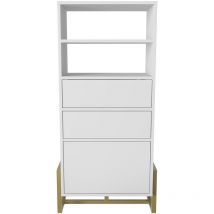 Utopie Modern Bookshelf Shelving Unit Bookcase Display Unit with Cabinets Metal Legs - White - White - Decorotika