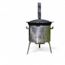 Utschak aus Edelstahl 2mm mit Rauchrohr Timur mit Kazan aus Gusseisen 22L