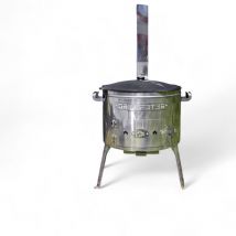 Utschak aus Edelstahl 2mm mit Rauchrohr Timur mit Kazan aus Gusseisen 16L
