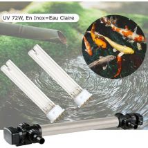 U.v inox Stérilisateur - Clarificateur 72W Pour Bassin De Plus De 25 m³ + 2 Ampoules De Rechange